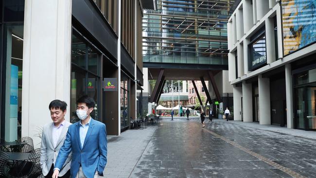 16/3/20: A deserted Barangaroo business district. More workers are staying home to avoid catching coronavirus. John Feder/The Australian.