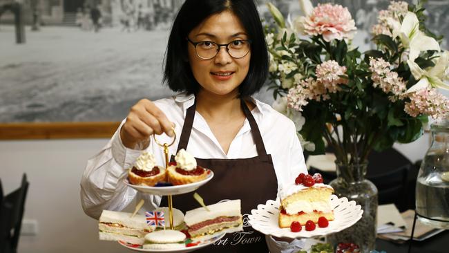 Hobart Town Tea Rooms owner Lili Sun-Christie with a Mini Me high tea. Picture: MATT THOMPSON.