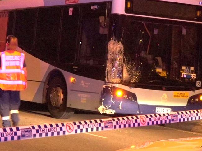 The driver of the bus and the car were both taken to hospital for mandatory tests. Picture: TNV