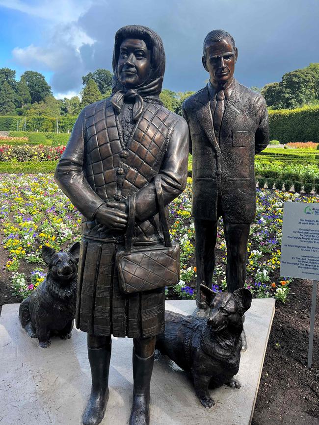 A bronze sculpture depicting Britain's late Queen Elizabeth II and Prince Philip has raised plenty of eyebrows. Picture: Peter Murphy/AFP