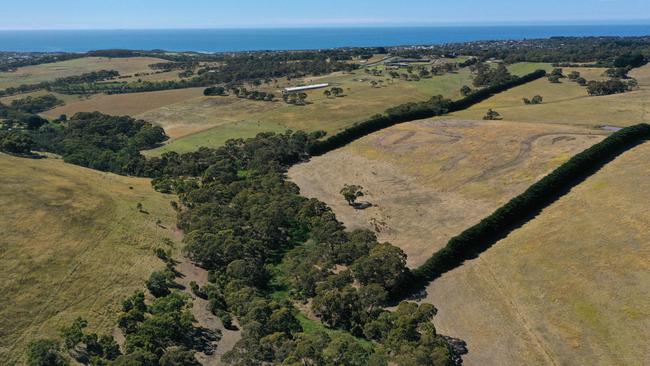 Spring Creek looking towards Duffields Road and Jan Juc. Picture: Alan Barber