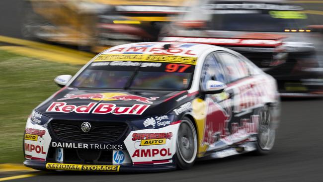 SYDNEY, AUSTRALIA – NOVEMBER 14: (EDITORS NOTE: A polarising filter was used for this image.) Shane van Gisbergen drives the #97 Red Bull Ampol Holden Commodore ZB during race 3 of the Sydney SuperSprint which is part of the 2021 Supercars Championship, at Sydney Motorsport Park, on November 14, 2021 in Sydney, Australia. (Photo by Daniel Kalisz/Getty Images)