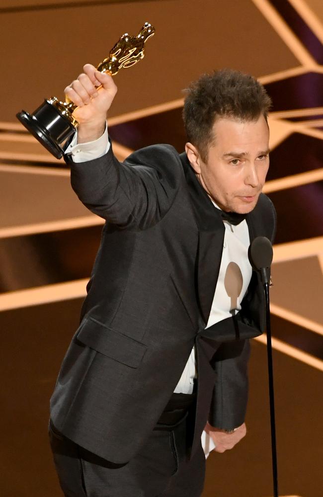 Best Supporting Actor winner Sam Rockwell. Picture: Getty Images