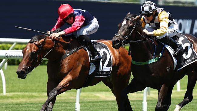 Zac Lloyd looks across anxiously as Open Secret holds on to win. Picture: Jeremy Ng/Getty Images