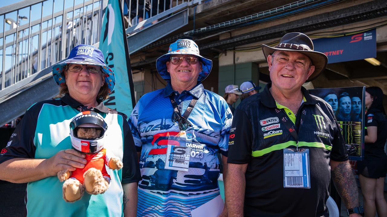 Theresa Stacey, Rob Wilson and John stacey at the 2023 Darwin Supercars. Picture: Pema Tamang Pakhrin