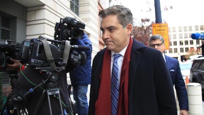 CNN's Jim Acosta walks into federal court in Washington yesterday. Picture: AP