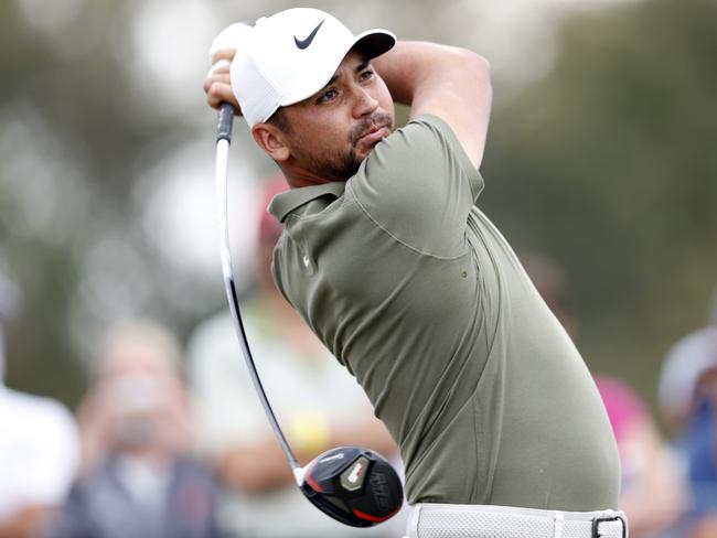 HOUSTON, TEXAS - NOVEMBER 08: Jason Day of Australia plays his shot from the third tee during the final round of the Houston Open at Memorial Park Golf Course on November 08, 2020 in Houston, Texas.   Carmen Mandato/Getty Images/AFP == FOR NEWSPAPERS, INTERNET, TELCOS & TELEVISION USE ONLY ==