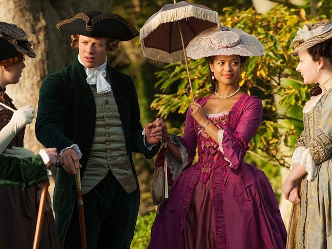 Actors James Norton and Gugu Mbatha-Raw, centre, in Belle.