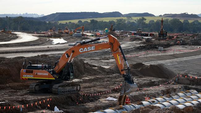 Construction on the Badgery’s Creek airport. Picture: Toby Zerna