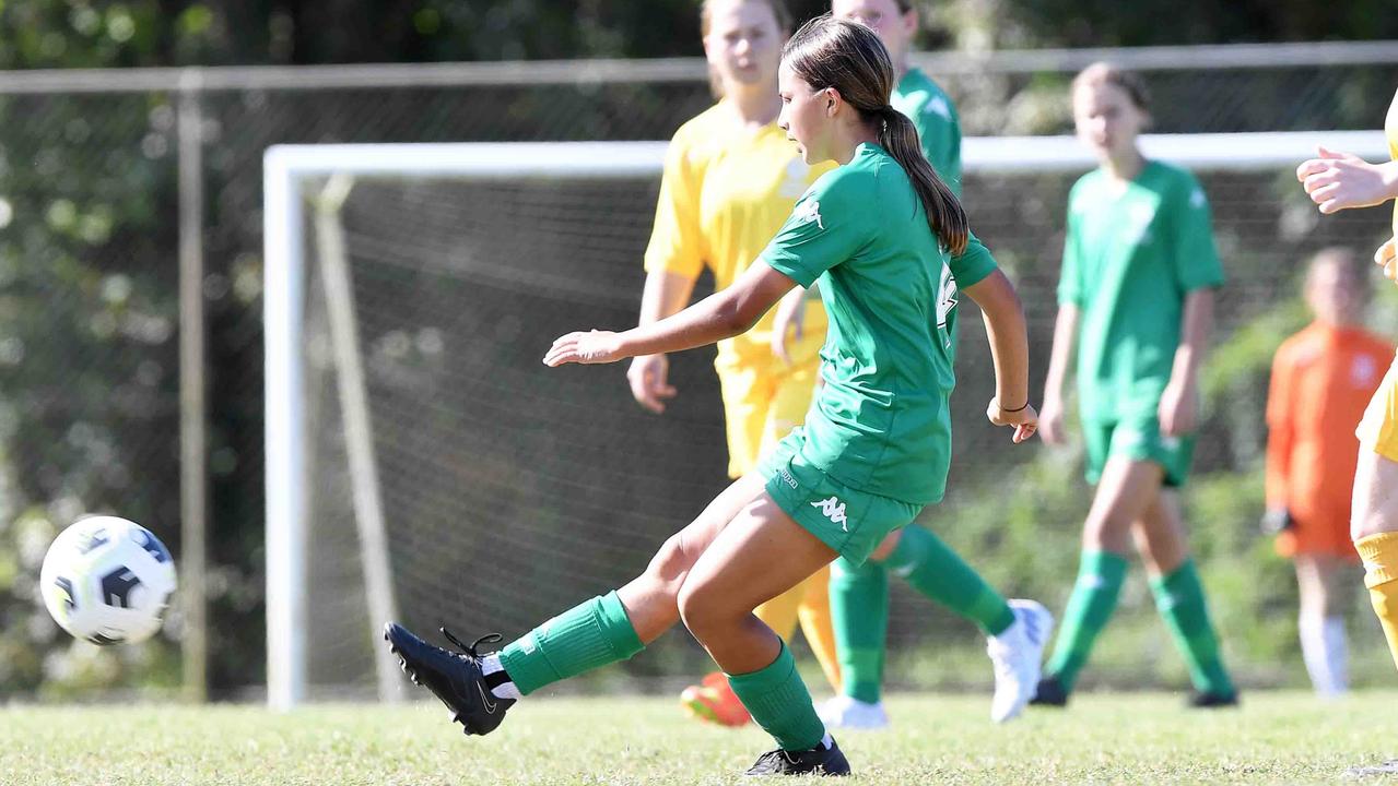 Football Queensland Community Cup carnival, Maroochydore. U13-14 girls, Sunshine Coast V Darling Downs. Picture: Patrick Woods.