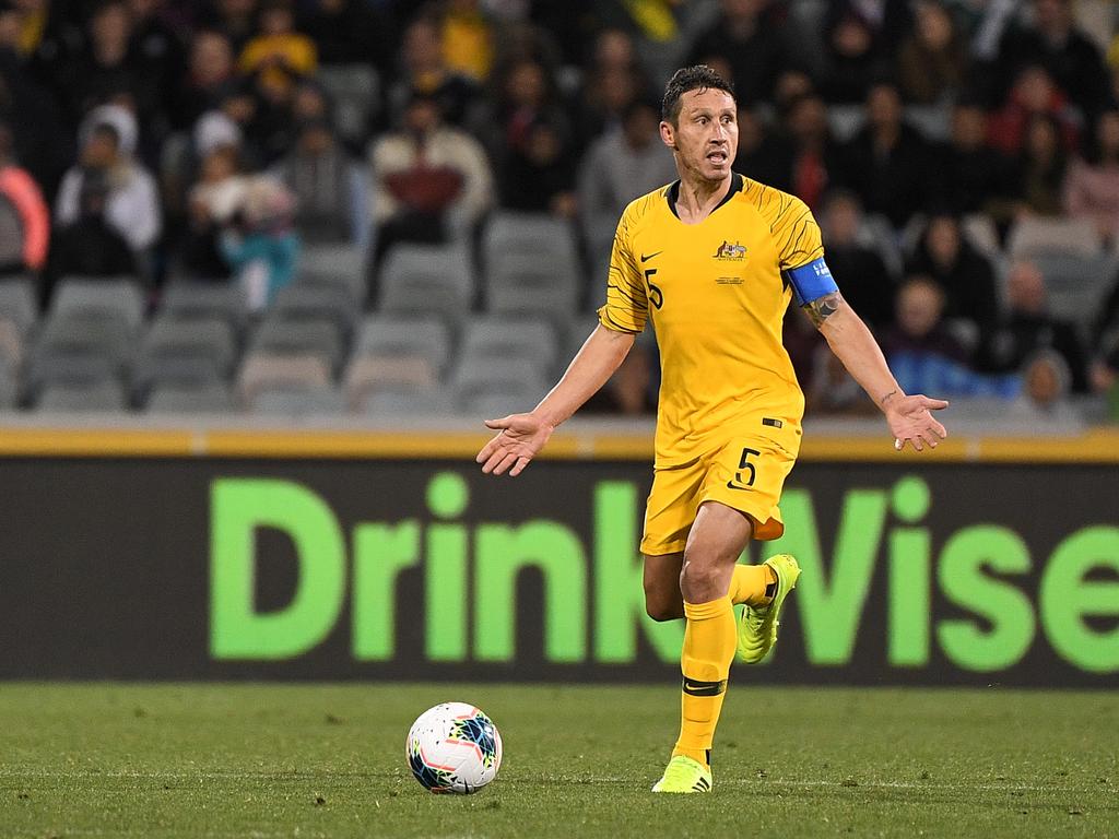Mark Milligan in action during the FIFA World Cup Asian Qualifiers match in 2019. Picture: AAP/James Gourley