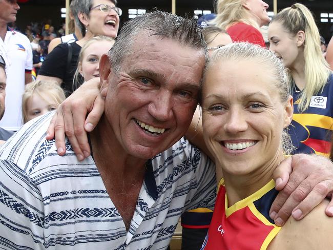 AFL WOMEN'S - Adelaide Crows v GWS Giants at Thebarton Oval. Port Magpies legend Greg Phillips with his daughter Erin Picture Sarah Reed