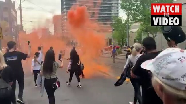 Protesters arrested at the Shrine in Melbourne