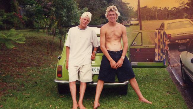 Surfer Mick Fanning with his brother Sean (R) who died in a car crash in 1998.