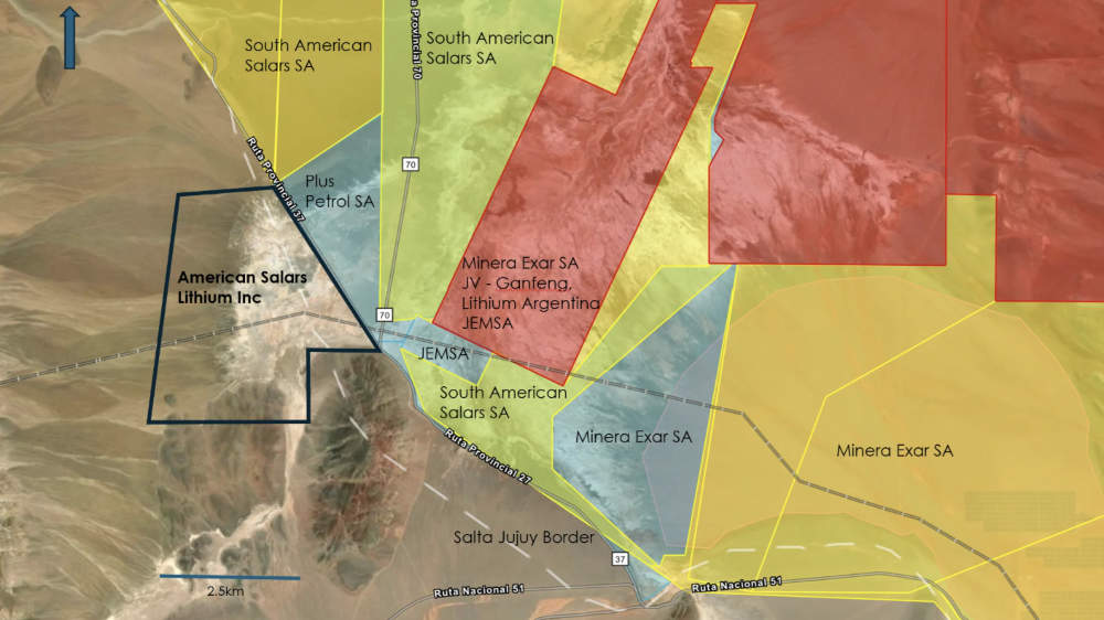 The Cauchari project and surrounding lithium producers. Pic: American Salars