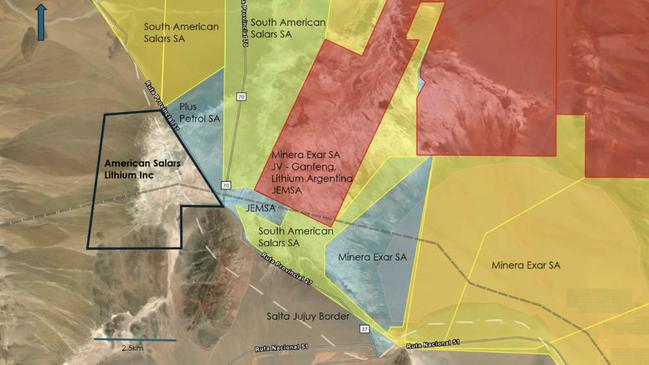 The Cauchari project and surrounding lithium producers. Pic: American Salars