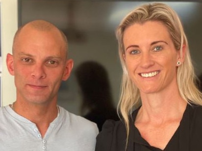 Daily Telegraph exclusive not for the Australian or News.com. October 7 hero and Israeli police officer Remo (on the left, will get surname) meeting Bondi hero cop Amy Scott yesterday.