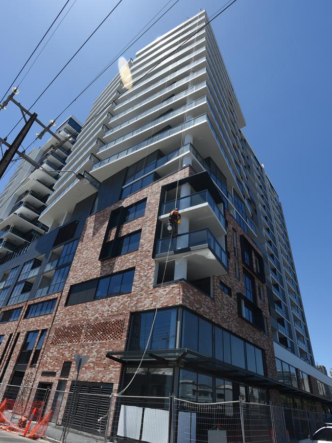 The West Franklin apartment complex being built at the corner Franklin and Morphett streets, Adelaide. Picture: Naomi Jellicoe