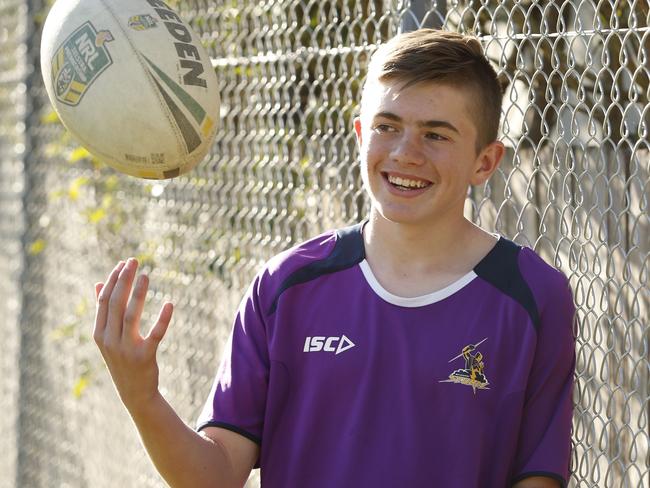 Harry Bazley enjoys being a ball boy for the Melbourne Storm.