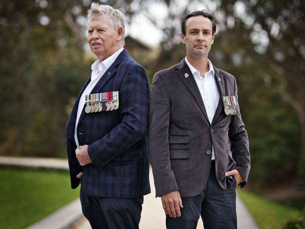 Pictured is Iraq war veteran Alan Toner and Vietnam veteran Peter Handley. Picture: Sam Ruttyn