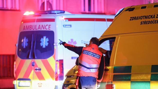 Emergency services gather at the location of the shooting. Picture: Getty Images