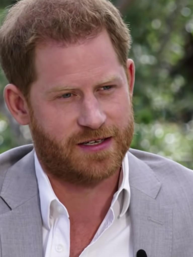 Harry was heard talking about his and Meghan’s difficult year in the teaser. Picture: CBS