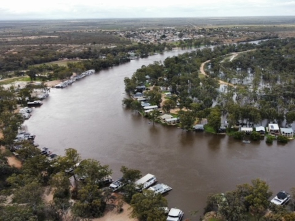 Drone shots of a flooded River Murray near Morgan, SA, on November 15, 2022. Pictures: Cody Campbell