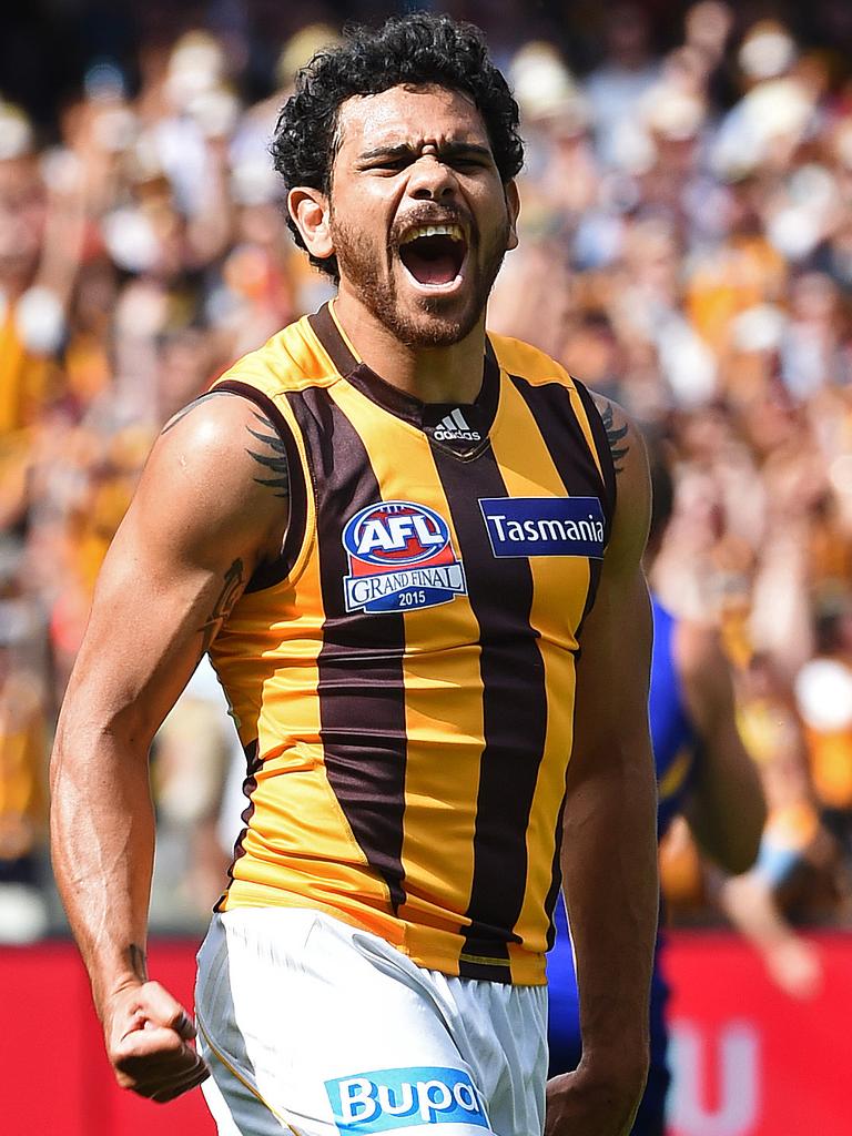 Cyril Rioli roars after a Grand Final goal.