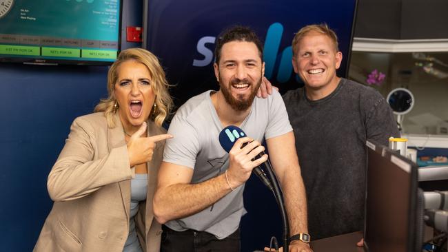 The new SeaFM breakfast team: Bianca Dye, Danny Lakey and Ben Hannant. Picture: Peter Wallis