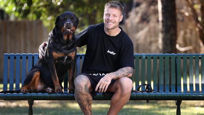 Jordan De Goey with his dog Samson. Picture: Michael Klein