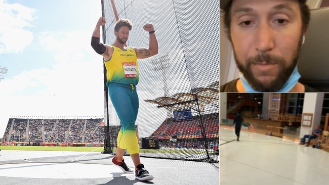 Former Olympian Benn Harradine detailed his lonely walk through Sydney Airport.