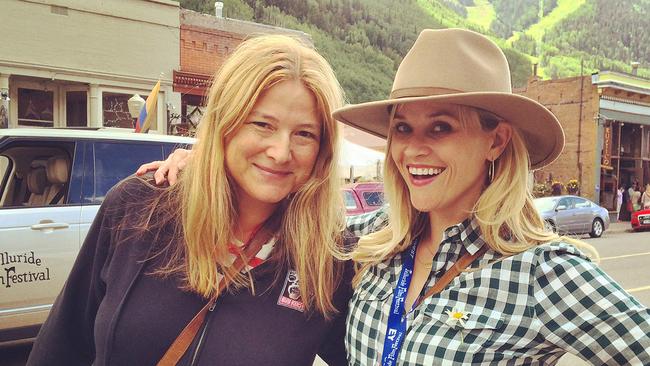 EMBARGO FOR WISH 5 June 2015 NO REUSE WITHOUT PERMISSION Bruna Papandrea and Reese Witherspoon at the Telluride Film Festival pic : supplied