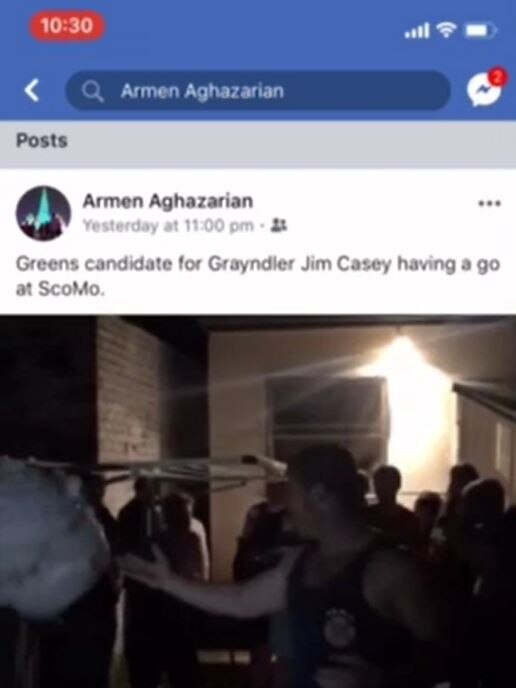 Ex-unionist Jim Casey was filmed swinging for the piñata with a baton at a backyard house party.