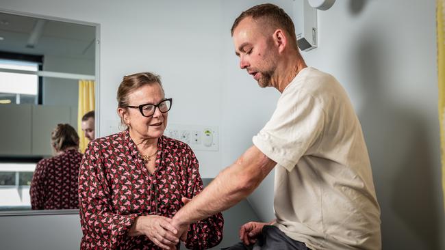 Dr Fiona Wood and Ben Smith at the Harry Perkins Institute South recently. Picture: Tony McDonough