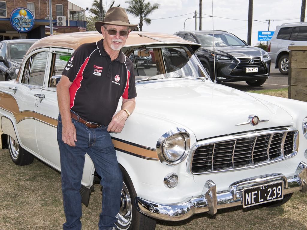 Mike Robinson with his 1958 FE Holden at the Aces &amp; Eights Family Fun Day, Blue Mountain Hotel. Picture: Nev Madsen. Sunday, 27th Oct, 2019.