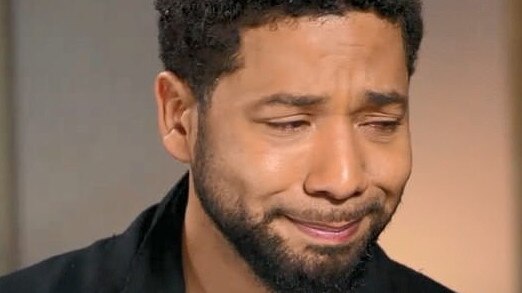 Empire star Jussie Smollett breaks down on Good Morning America as he talks about the ‘attack’. Picture: File