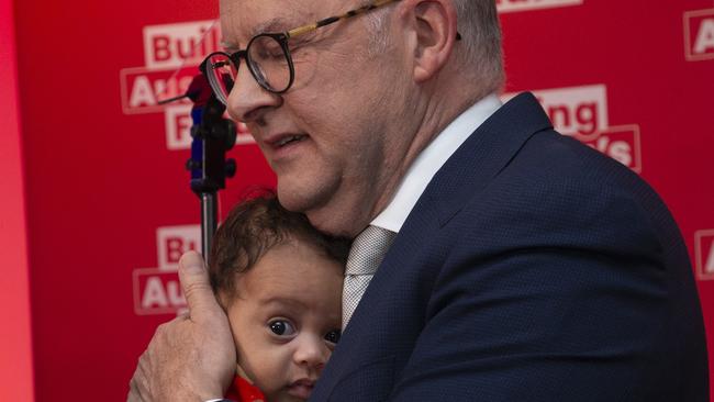 Mr Albanese and baby Maisie. Picture: NewsWire/Glenn Campbell