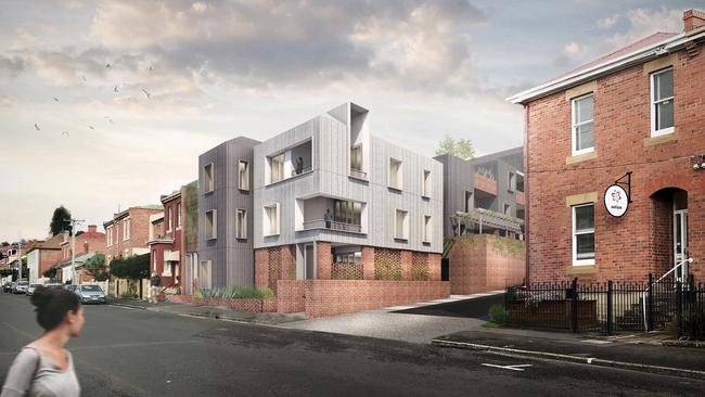 Artist impressions of plans for apartments in Goulburn Street, West Hobart. SUPPLIED