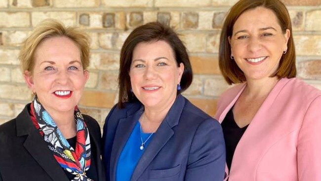 Mudgeeraba MP Ros Bates with Gaven LNP candidate Kirsten Jackson and leader Deb Frecklington.