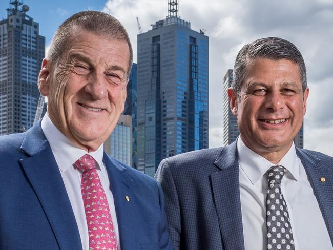 WARNING HERALD SUN PREMIUM LOCKED CONTENT: NO THE AUSTRALIAN/NO NEWS.COM/NO SKYNEWS/NO THE WESTERN AUSTRALIAN. WARNING Former Victorian Premiers and political opponents Jeff Kennett and Steve Bracks. Melbourne. Australia. 3 October 2019 Picture: Jake Nowakowski