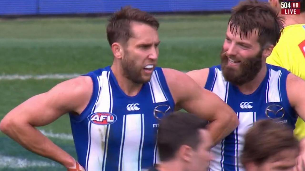 North Melbourne's Jamie Macmillan gifted Carlton a goal, but they were good sports about it.