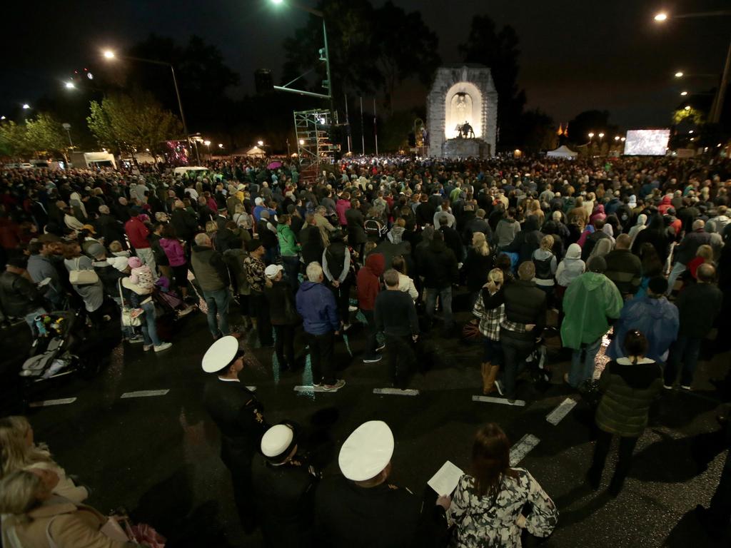 Thousands turned out for the dawn service held at the National War Memorial in Adelaide. Picture: Tait Schmaal.