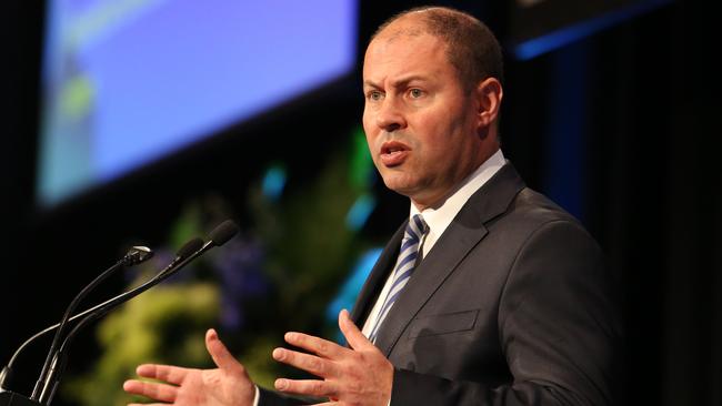 Josh Frydenberg speaking at the Annual Stockbrokers' conference in Sydney. Picture: Hollie Adams