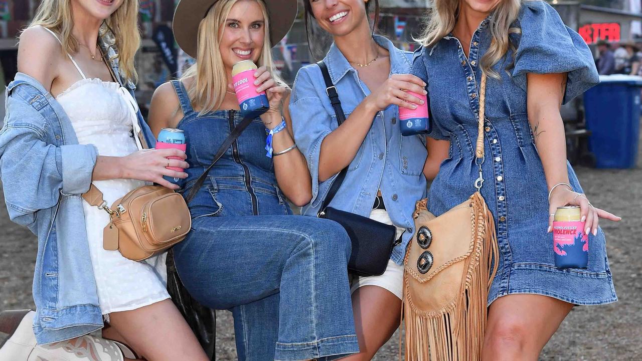 Keisha Dryburgh, Emma Hatten, Ashley Basket and Katie Roberts at the Gympie Muster. Picture: Patrick Woods.