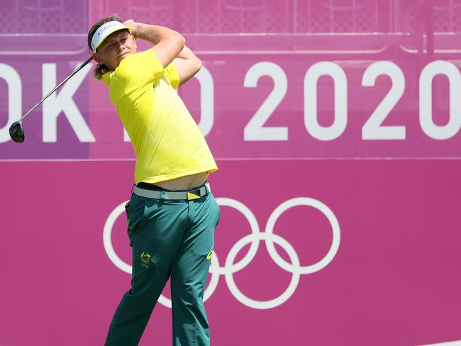 KAWAGOE, JAPAN - AUGUST 01: Cameron Smith of Team Australia plays his shot from the first tee during the final round of the Men's Individual Stroke Play on day nine of the Tokyo 2020 Olympic Games at Kasumigaseki Country Club on August 01, 2021 in Kawagoe, Saitama, Japan. (Photo by Mike Ehrmann/Getty Images)