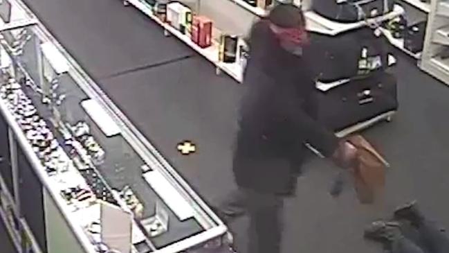 Jason Robert Konow captured on CCTV robbing the Robina Cash Converters. Picture: Queensland Police Service