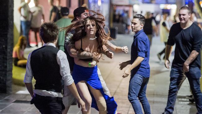 It’s not always the classiest event, but there are definitely some strange things that go on at Schoolies. Picture: Jason Edwards