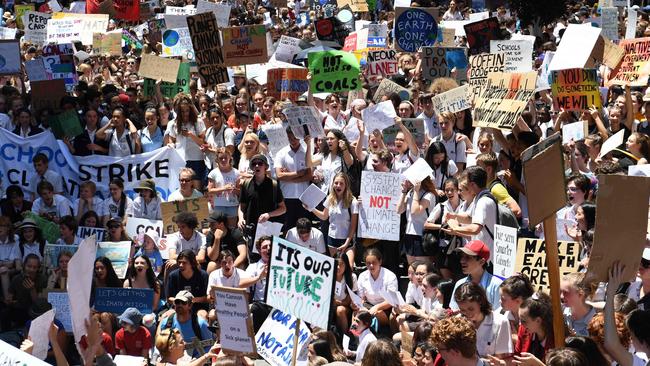 Thousands of students and teachers protesting about climate change. Picture: Saeed Khan/AFP
