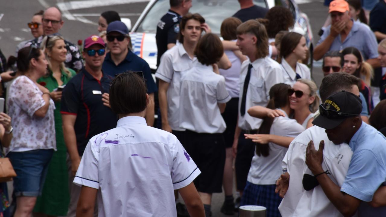 Suncoast Christian College farewells Year 12 students with a guard of honour across the campus.