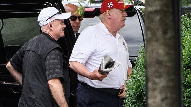 Mr Trump returning to the White House today after visiting one of his golf courses. Picture: Nicholas Kamm/AFP